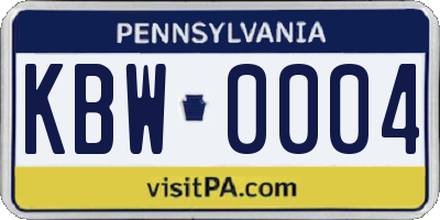PA license plate KBW0004