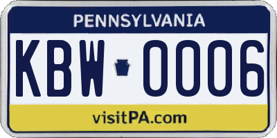 PA license plate KBW0006