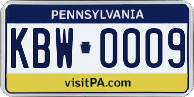 PA license plate KBW0009