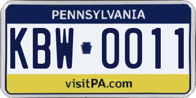 PA license plate KBW0011