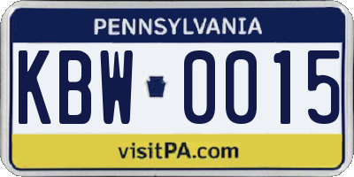 PA license plate KBW0015
