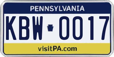 PA license plate KBW0017