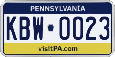 PA license plate KBW0023
