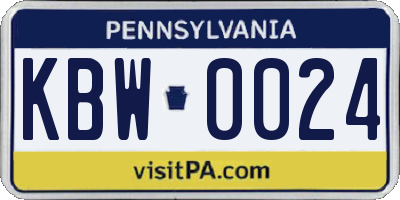PA license plate KBW0024