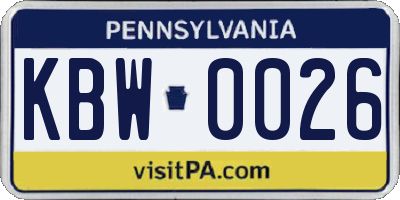 PA license plate KBW0026
