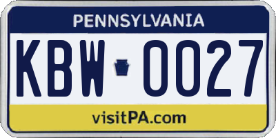 PA license plate KBW0027