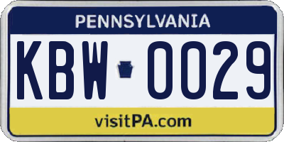 PA license plate KBW0029