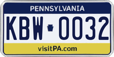 PA license plate KBW0032