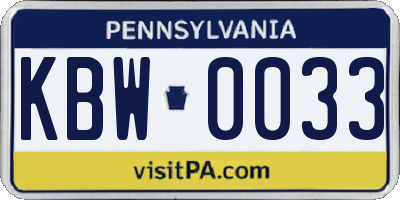 PA license plate KBW0033