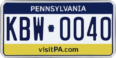 PA license plate KBW0040