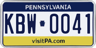 PA license plate KBW0041