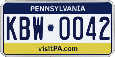 PA license plate KBW0042