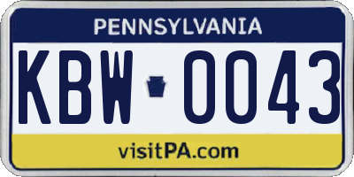 PA license plate KBW0043