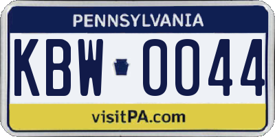 PA license plate KBW0044
