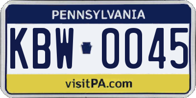 PA license plate KBW0045
