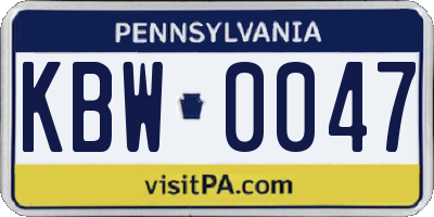 PA license plate KBW0047