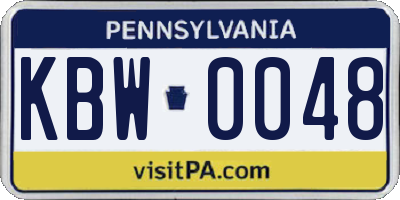 PA license plate KBW0048