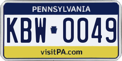 PA license plate KBW0049
