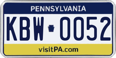 PA license plate KBW0052