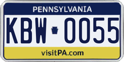 PA license plate KBW0055