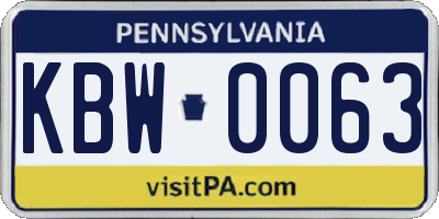 PA license plate KBW0063