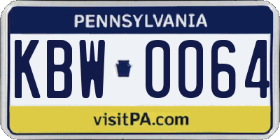PA license plate KBW0064