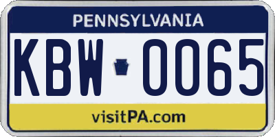 PA license plate KBW0065