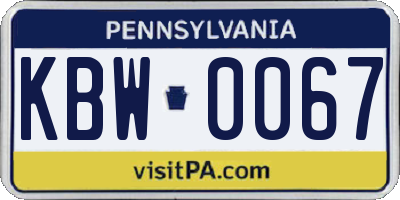PA license plate KBW0067