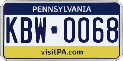PA license plate KBW0068