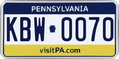 PA license plate KBW0070
