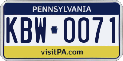 PA license plate KBW0071