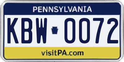 PA license plate KBW0072