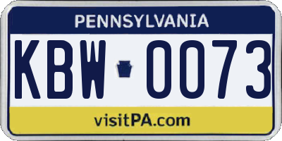 PA license plate KBW0073