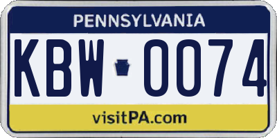 PA license plate KBW0074