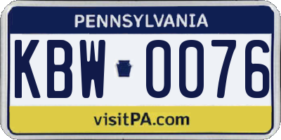 PA license plate KBW0076