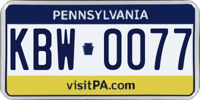 PA license plate KBW0077