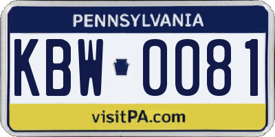 PA license plate KBW0081