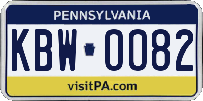 PA license plate KBW0082