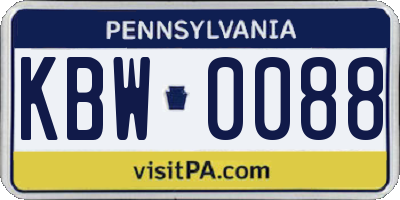 PA license plate KBW0088