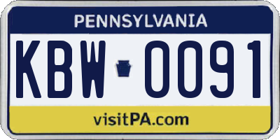 PA license plate KBW0091