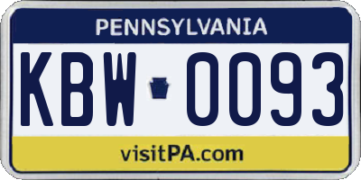 PA license plate KBW0093