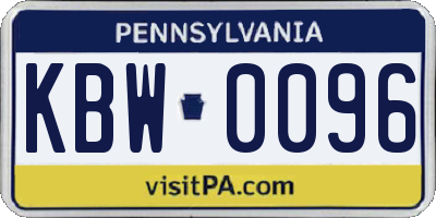 PA license plate KBW0096