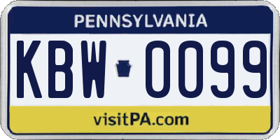 PA license plate KBW0099