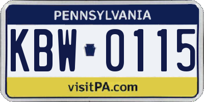 PA license plate KBW0115