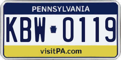 PA license plate KBW0119