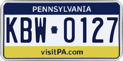 PA license plate KBW0127