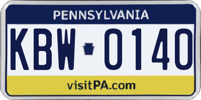 PA license plate KBW0140
