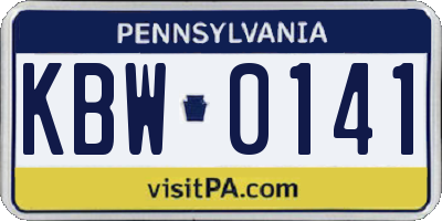 PA license plate KBW0141