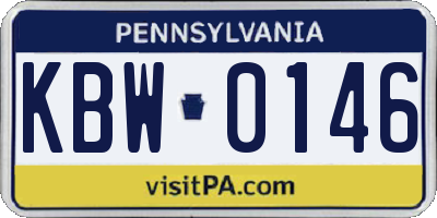 PA license plate KBW0146
