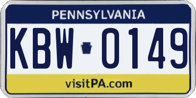 PA license plate KBW0149